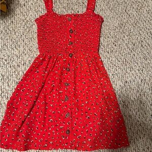 Sienna Sky Red Dress with Button Detail